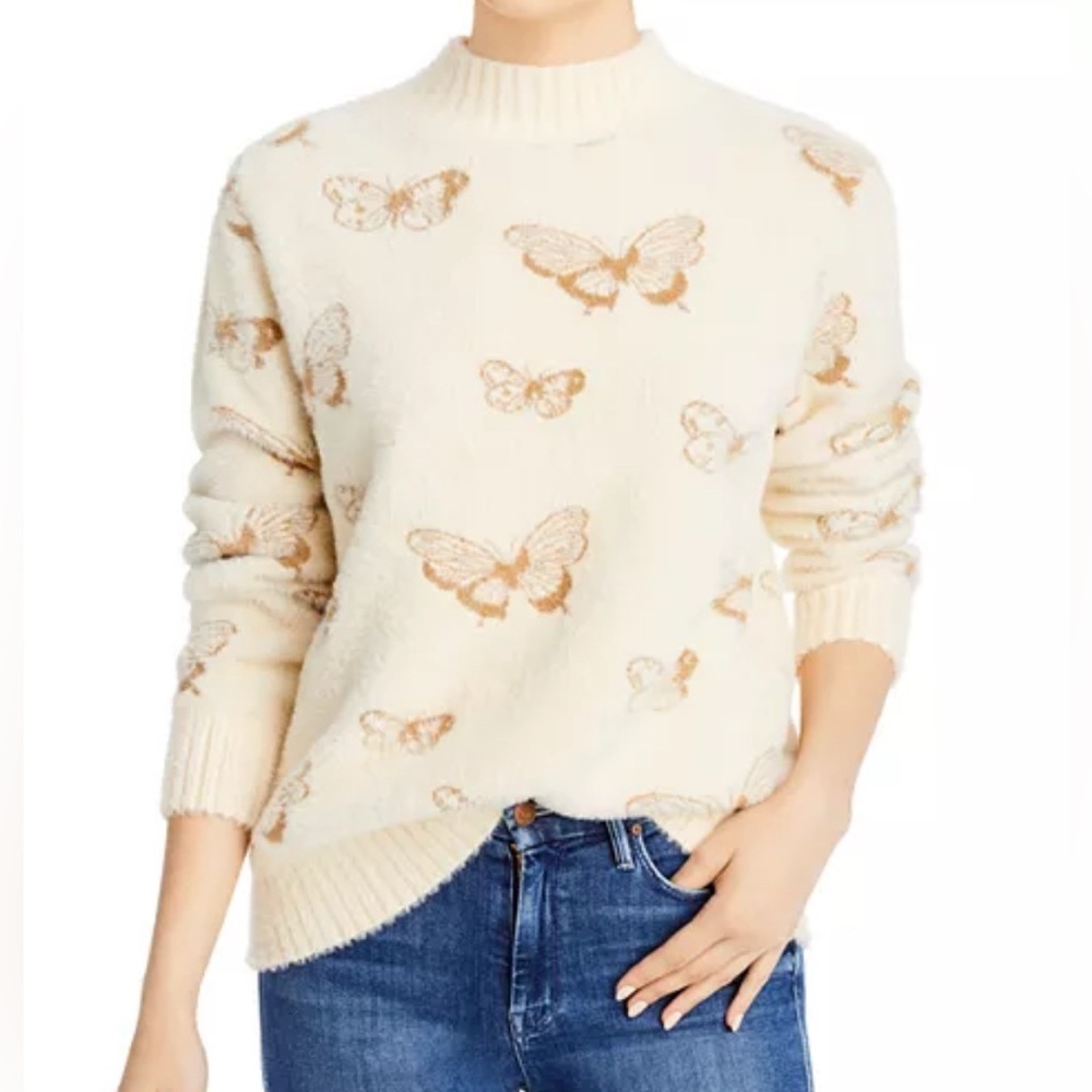 Cream eyelash butterfly sweater​